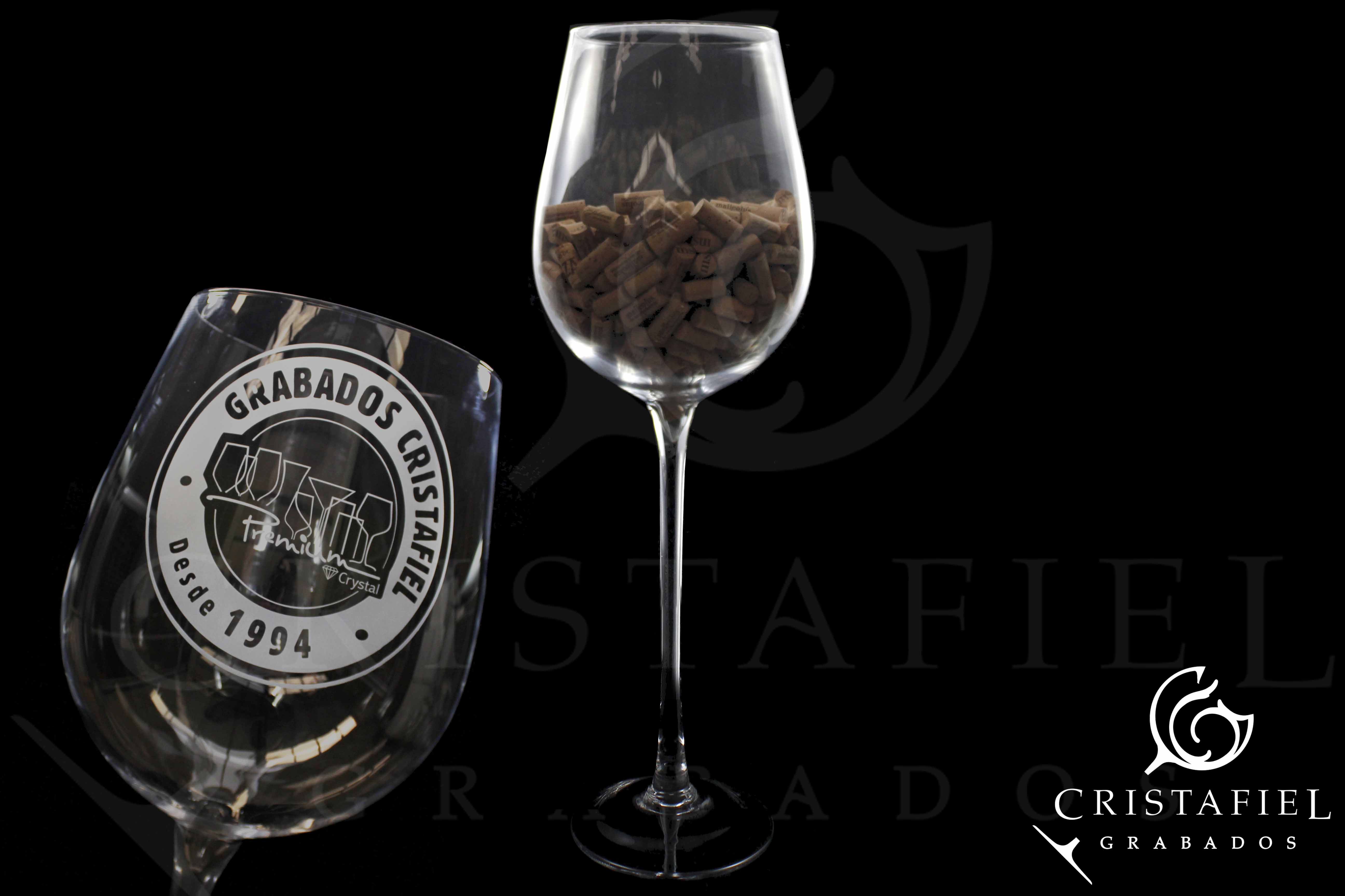 Copas Gigantes Premium Vino 100 cm Grabados Cristafiel